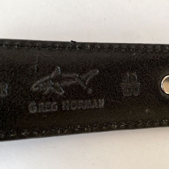 Greg Norman Collection Black Croc-Embossed Leather Belt Gold Buckle 40" Western - Picture 7 of 7